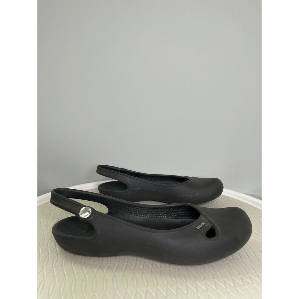 Crocs Women’s Olivia II Slingback Ballet Flats US 7 Black Comfort Slip On Jewel - Picture 9 of 11